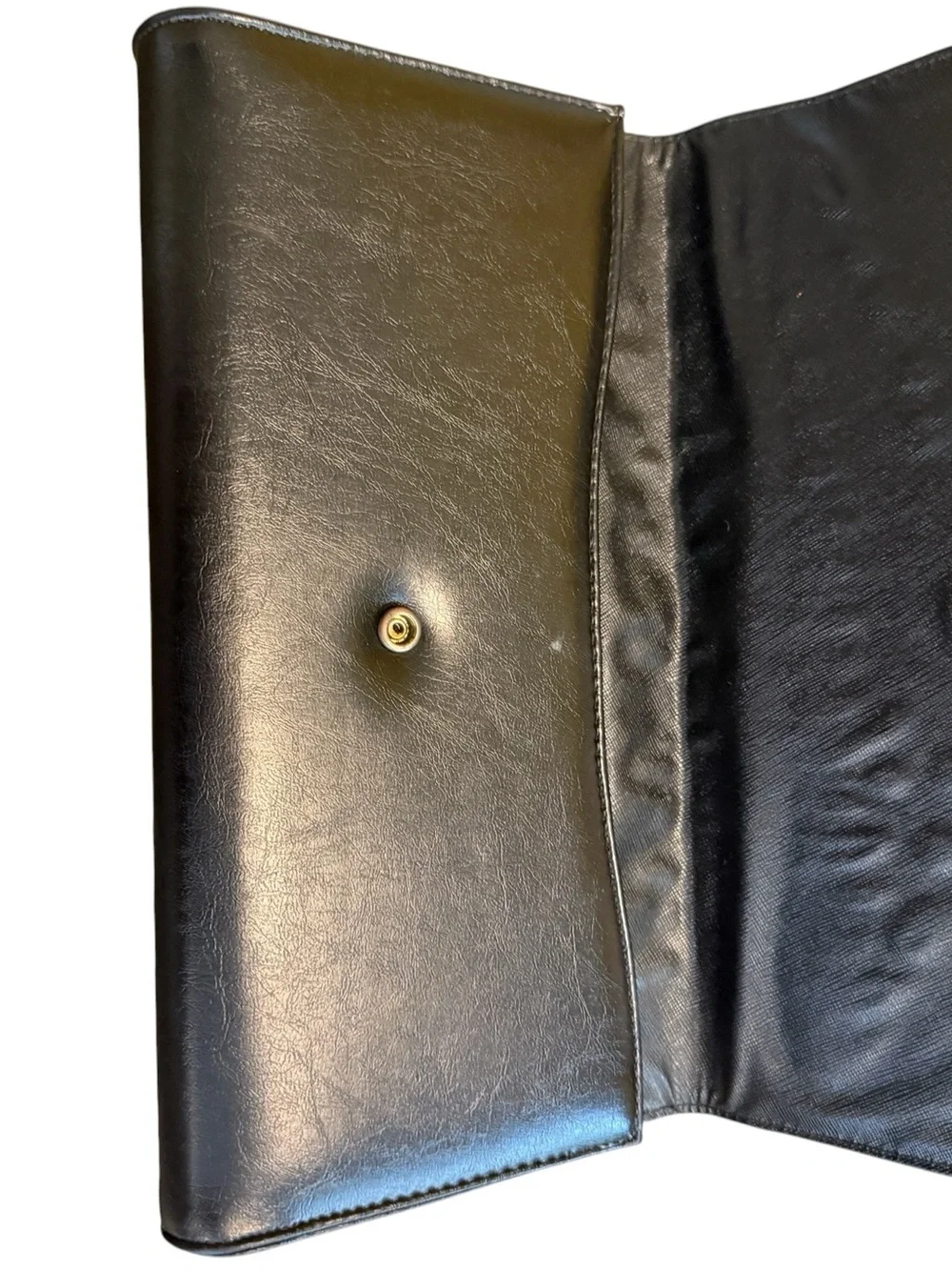 Classic Vintage Black Leather Clutch - Sleek and Minimalist